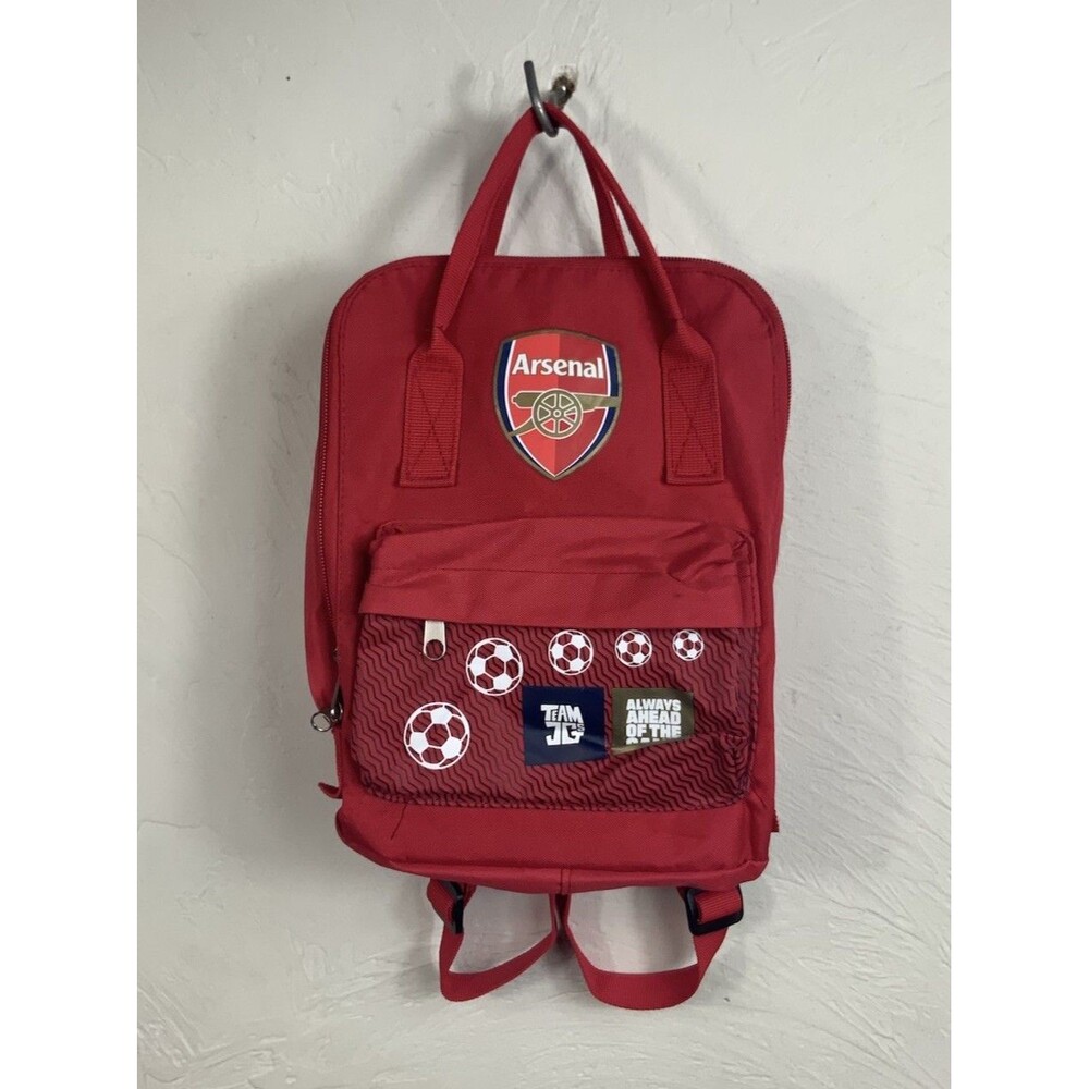 Arsenal FC Red Backpack Soccer Ball Patch Adjustable Straps Front Pocket